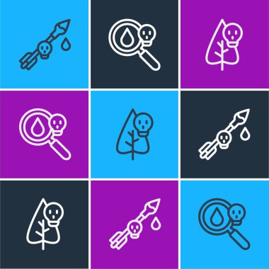 Oka, çiçeğe ve büyüteç ikonuna zehir yerleştirin. Vektör