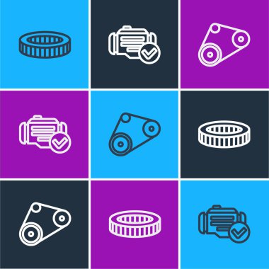 Hat araç hava filtresi, zaman ayarlı kemer kiti ve motor simgesini kontrol et. Vektör