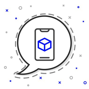 Satır 3D yazıcı simgesi beyaz arkaplanda izole edildi. 3D baskı. Renkli taslak konsepti. Vektör.