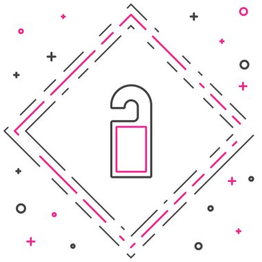 Satır Lütfen beyaz arkaplanda izole edilmiş simgeyi rahatsız etmeyin. Otel Kapısı Askısı Etiketleri. Renkli taslak konsepti. Vektör.