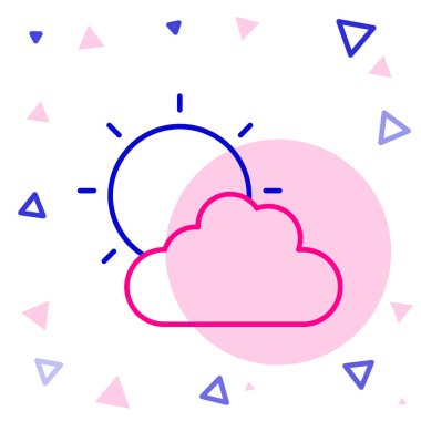 Çizgi Güneş ve bulut hava durumu ikonu beyaz arkaplanda izole edildi. Renkli taslak konsepti. Vektör.