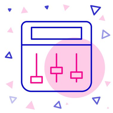 Line Drum makinesinin müzik yapımcısı ikonu beyaz arkaplanda izole edildi. Renkli taslak konsepti. Vektör.