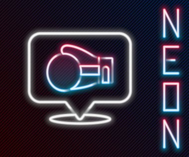 Parlayan neon hattı boks eldiveni simgesi siyah arkaplanda izole edildi. Renkli taslak konsepti. Vektör.