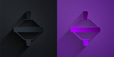 Kağıt kesiği Whirligig oyuncağı simgesi mor arka planda siyah üzerine izole edilmiş. Kağıt sanatı tarzı. Vektör.