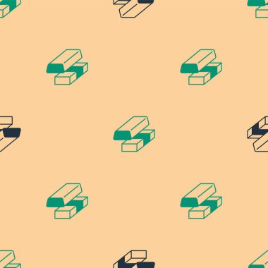 Green and black Gold exchange money icon isolated seamless pattern on beige background. Money changer.  Vector.