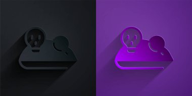 Kağıt kesiği Deneysel fare simgesi mor arkaplanda siyah üzerinde izole. Kağıt sanatı tarzı. Vektör.