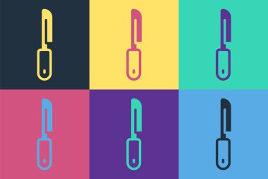Pop Art Knife simgesi renk arkaplanında izole edildi. Çatal bıçak sembolü. Vektör.