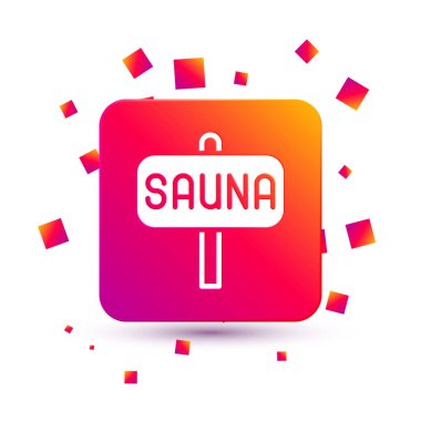 Beyaz Sauna simgesi beyaz arkaplanda izole edildi. Kare renk düğmesi. Vektör.