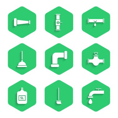 Endüstriyel metalik boru paspas musluğu ve kapakçığı temiz su pompasıyla doldurun. Kırık sızıntı ve ikon. Vektör.