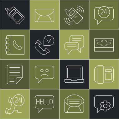 Telefon hattını 24 saat destekle Stacks kağıt para cep telefonu rehberi ve konuşma balonu sohbet ikonu. Vektör.