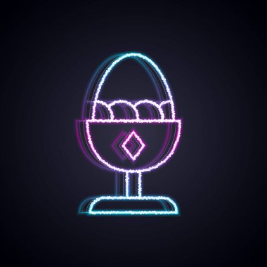 Siyah arka planda izole edilmiş bir simgede parlayan neon hattı Tavuk yumurtası. Vektör.