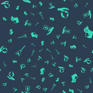 Kan bağışı ayarlayın, Dünya 'yı tutan el paspas ve kalbi kusursuz bir düzende tutun. Vektör.