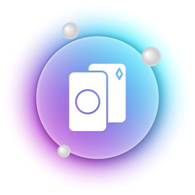 Beyaz zemin üzerinde izole edilmiş iskambil iskambil simgesi beyaz güverte. Kumarhane kumarı. Mavi ve mor eğimli çember arkaplan. Vektör.