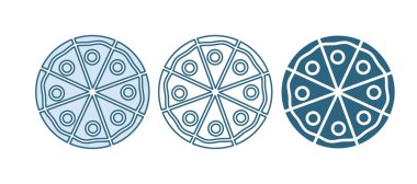 Mavi Pizza simgesi beyaz arkaplanda izole edilmiş. Fast food menüsü. Vektör.