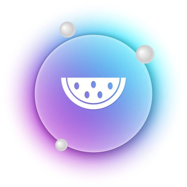 Beyaz arkaplanda izole edilmiş beyaz karpuz simgesi. Mavi ve mor eğimli çember arkaplan. Vektör.