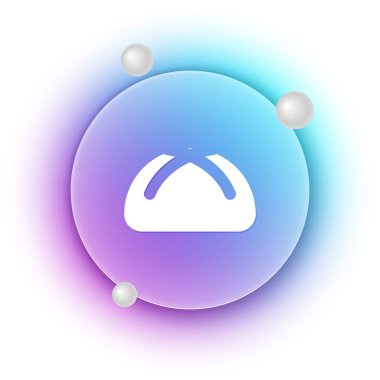 Beyaz arka planda izole edilmiş beyaz Paskalya pastası ikonu. Mutlu Paskalyalar. Mavi ve mor eğimli çember arkaplan. Vektör.