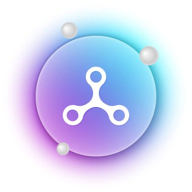 Beyaz arkaplanda beyaz virüs simgesi izole edildi. Corona virüsü 2019-nCoV. Bakteri ve mikroplar, hücre kanseri, mikrop, mantar. Mavi ve mor eğimli çember arkaplan. Vektör.