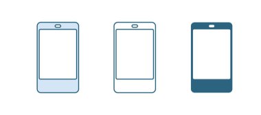 Mavi Akıllı Telefon, beyaz arkaplanda izole edilmiş bir cep telefonu simgesi. Vektör.