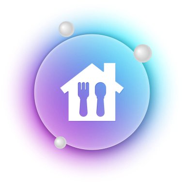 White Online sipariş ve fast food dağıtım ikonu beyaz arka planda izole edildi. Mavi ve mor eğimli çember arkaplan. Vektör.