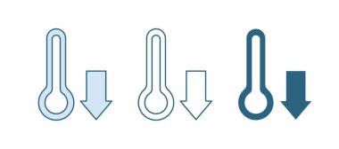 Mavi Meteoroloji termometresi beyaz arkaplanda izole edilmiş ikonu ölçüyor. Termometre termometresi sıcak ya da soğuk hava gösteriyor. Vektör.