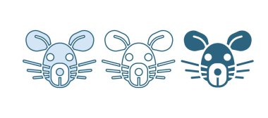 Mavi Fare kafası simgesi beyaz arkaplanda izole edildi. Fare işareti. Hayvan sembolü. Vektör.