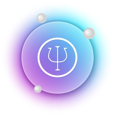 Beyaz psikoloji ikonu beyaz arkaplanda izole edilmiş. Psi sembolü. Akıl sağlığı konsepti, psikanaliz analizi ve psikoterapi. Mavi ve mor eğimli çember arkaplan. Vektör.