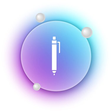 Beyaz kalem simgesi beyaz arkaplanda izole edildi. Mavi ve mor eğimli çember arkaplan. Vektör.