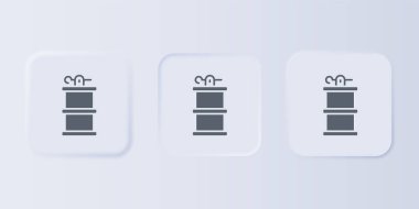 Gri El duman bombası ikonu gri arkaplanda izole edildi. Bomba patlaması. Kare düğmelere simgeleri yerleştir. Vektör.