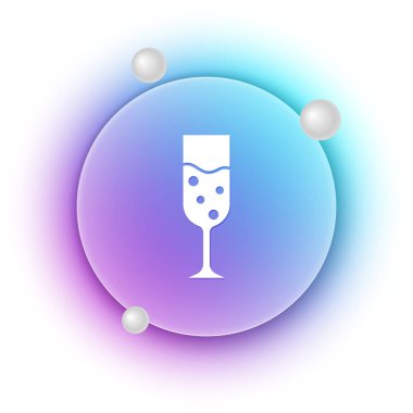 Beyaz arka planda izole edilmiş beyaz şampanya ikonu. Mavi ve mor eğimli çember arkaplan. Vektör.