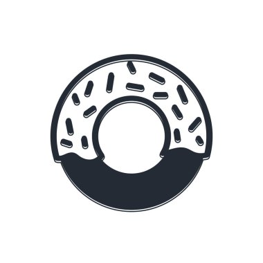 Beyaz arka planda izole edilmiş tatlı simgeli siyah çörek. Vektör.