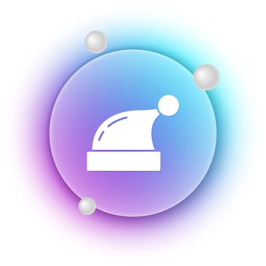 Beyaz Noel Baba şapkası ikonu beyaz arka planda izole edilmiş. Mutlu Noeller ve mutlu yıllar. Mavi ve mor eğimli çember arkaplan. Vektör.