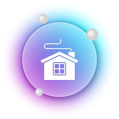 Beyaz Mutlu Noeller evi ikonu beyaz arka planda izole edilmiş. Ev sembolü. Mavi ve mor eğimli çember arkaplan. Vektör.