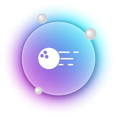 Beyaz bovling topu simgesi beyaz arkaplanda izole edildi. Spor malzemeleri. Mavi ve mor eğimli çember arkaplan. Vektör.