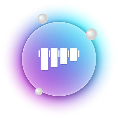 Beyaz flüt simgesi beyaz arkaplanda izole edildi. Geleneksel Peru müzik aleti. Peru, Bolivya ve Meksika 'dan halk enstrümanı. Mavi ve mor eğimli çember arkaplan. Vektör.