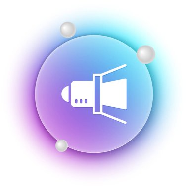 Beyaz Film spot ışığı simgesi beyaz arkaplanda izole edildi. Işık efekti. Sahne, Stüdyo, Gösteri. Mavi ve mor eğimli çember arkaplan. Vektör.