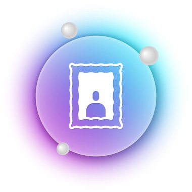 Masa simgesindeki beyaz resim çerçevesi beyaz arkaplanda izole edilmiş. Sevgililer Günü sembolü. Mavi ve mor eğimli çember arkaplan. Vektör.