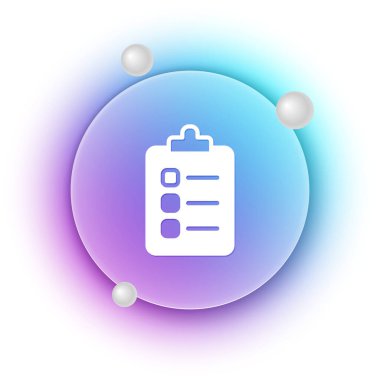 Beyaz arka planda izole edilmiş listeleme veya planlama simgesi yapmak için beyaz. Mavi ve mor eğimli çember arkaplan. Vektör.