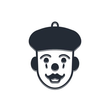 Siyah Fransız pandomim simgesi beyaz arkaplanda izole edilmiş. Vektör.