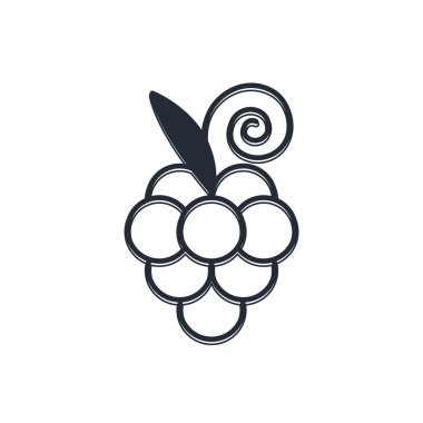 Beyaz arkaplanda siyah üzüm ikonu izole edilmiş. Vektör.