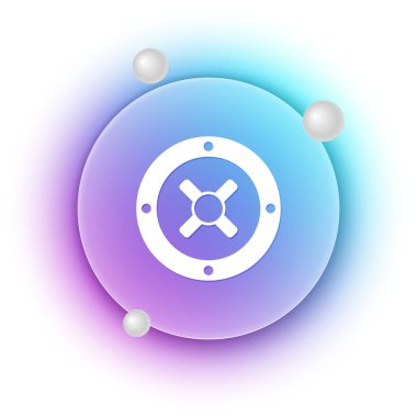 Beyaz Kasa simgesi beyaz arkaplanda izole edildi. Kapı, şifreli bir banka kasası. Güvenilir Veri Koruma. Mavi ve mor eğimli çember arkaplan. Vektör.