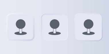 Grey Push pin simgesi gri arkaplanda izole edildi. Raptiye işareti. Kare düğmelere simgeleri yerleştir. Vektör.