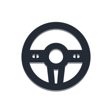 Siyah direksiyon simgesi beyaz arkaplanda izole edilmiş. Araba tekeri ikonu. Vektör.