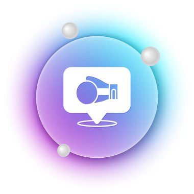 Beyaz arka planda beyaz boks eldiveni simgesi izole edildi. Mavi ve mor eğimli çember arkaplan. Vektör.