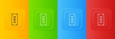 Beyaz Bıçak ustura simgesi renkli arkaplanda izole edilmiş. Kare düğmelere simgeleri yerleştir. Vektör.