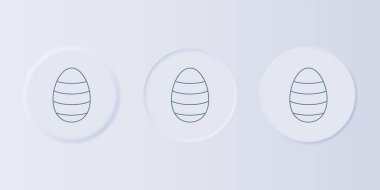 Gri arkaplanda gri Paskalya yumurtası ikonu var. Mutlu Paskalyalar. Kare düğmelere simgeleri yerleştir. Vektör.