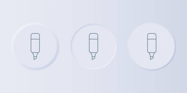 Gri İşaretli kalem simgesi gri arkaplanda izole edildi. Kare düğmelere simgeleri yerleştir. Vektör.