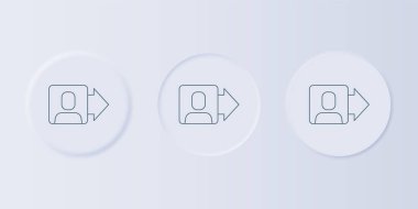 Gri arka planda, yönetici simgesinden oluşan bir ekibin gri lideri izole edildi. Kare düğmelere simgeleri yerleştir. Vektör.