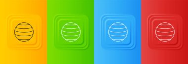 Beyaz Gezegen Venüs simgesi renkli arkaplanda izole edilmiş. Kare düğmelere simgeleri yerleştir. Vektör.