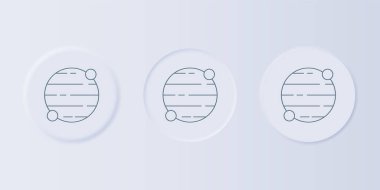 Gri gezegen simgesi gri arkaplanda izole edildi. Kare düğmelere simgeleri yerleştir. Vektör.