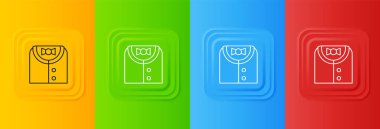 Beyaz Takım Elbise simgesi renkli arkaplanda izole edildi. Smokin mi? Kravatlı gelinlik. Kare düğmelere simgeleri yerleştir. Vektör.